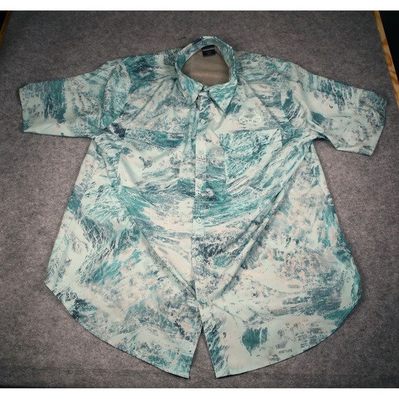 Realtree Fishing Other - Realtree Fishing Aspect Mens XLT Big & Tall Short Sleeve Button Down Shirt Teal